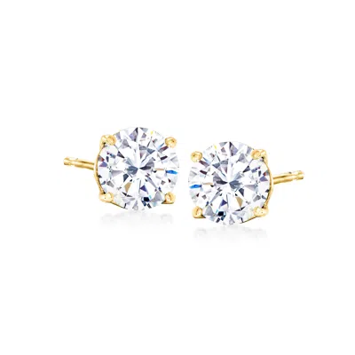Ross-simons 2.00 Ct. T.w. Cz Stud Earrings In 14kt Yellow Gold