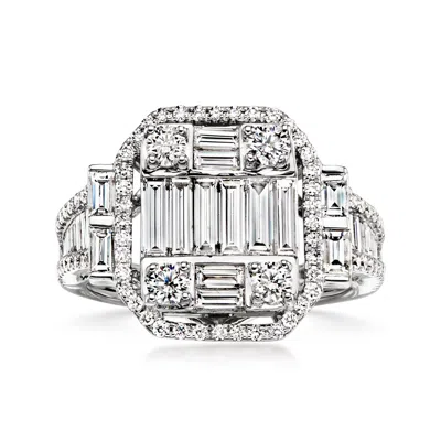 Ross-simons 2.00 Ct. T.w. Diamond Cluster Ring In 18kt White Gold In Metallic