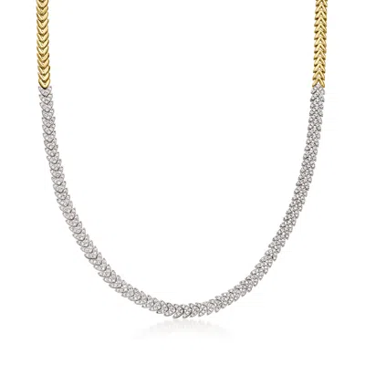 Ross-simons 2.00 Ct. T.w. Diamond Leaf Necklace In 18kt Gold Over Sterling In Multi