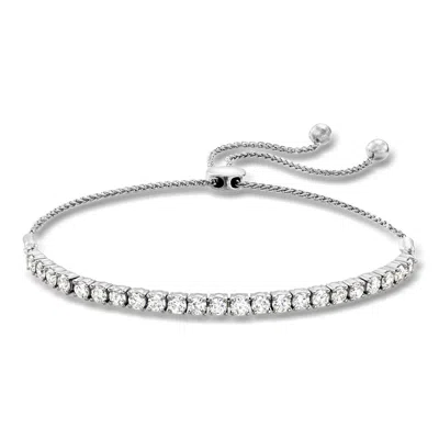 Ross-simons 2.00 Ct. T.w. Lab Grown Diamond Bolo Bracelet In Sterling Silver In Pink