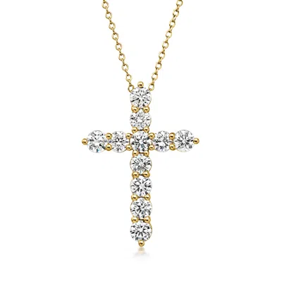 Ross-simons 2.00 Ct. T.w. Lab Grown Diamond Cross Pendant Necklace In 18kt Gold Over Sterling