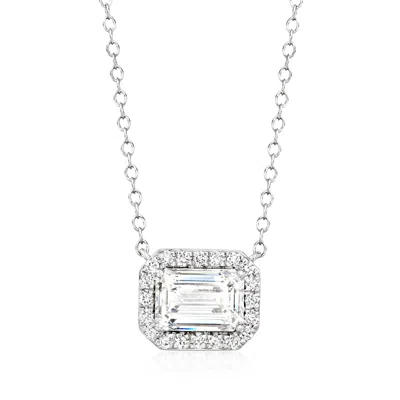 Ross-simons 2.00 Ct. T.w. Round And Emerald-cut Lab Grown Diamond Necklace In 14kt White Gold In Silver
