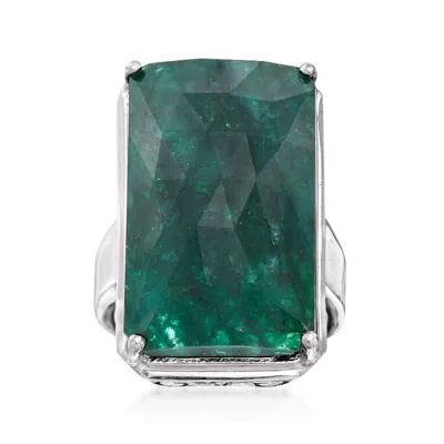 Ross-simons 20.00 Carat Emerald Ring In Sterling Silver In Green