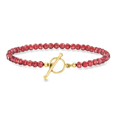 Ross-simons 20.00 Ct. T.w. Garnet Bead Charm-compatible Toggle Bracelet In 18kt Gold Over Sterling