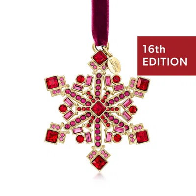 Ross-simons 2026 Annual Multicolored Crystal Christmas Jewels Snowflake Ornament - 16th Edition In Red