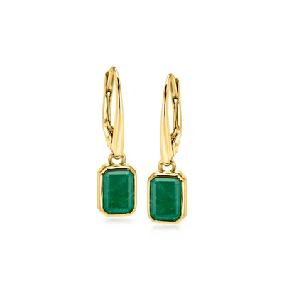 Ross-simons 2.10 Ct. T.w. Emerald Drop Earrings In 18kt Gold Over Sterling