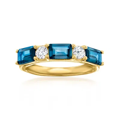 Ross-simons 2.10 Ct. T.w. London Blue Topaz And .31 Ct. T.w. Lab Grown Diamond Ring In 18kt Gold Over Sterling