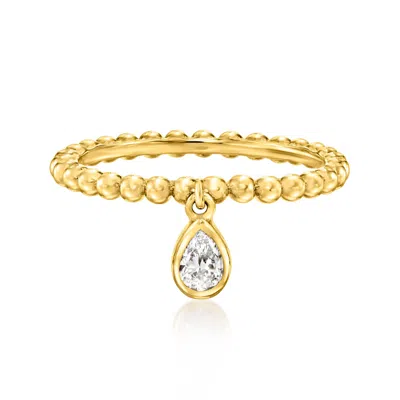 Ross-simons .22 Carat Pear-shaped Lab Grown Diamond Charm Beaded Ring In 18kt Gold Over Sterling