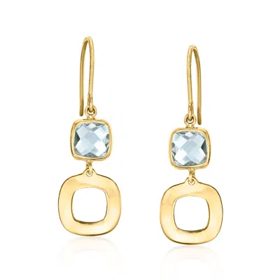 Ross-simons 2.20 Ct. T.w. Sky Blue Topaz Geometric Drop Earrings In 10kt Yellow Gold