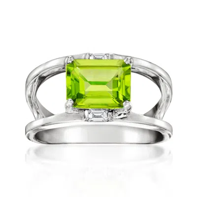 Ross-simons 2.30 Carat Peridot Open-space Ring With White Topaz In Sterling Silver