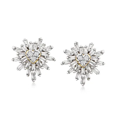 Ross-simons .25 Ct. T.w. Diamond Bursting Heart Earrings In 10kt Yellow Gold