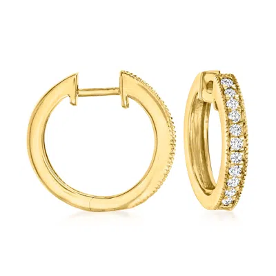 Ross-simons .25 Ct. T.w. Diamond Milgrain Hoop Earrings  In 18kt Gold Over Sterling