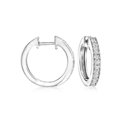 Ross-simons .25 Ct. T.w. Diamond Milgrain Hoop Earrings In Sterling Silver