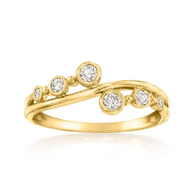 Ross-simons .25 Ct. T.w. Lab Grown Diamond Asymmetrical Wave Ring In 18kt Gold Over Sterling