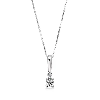 Ross-simons .25 Ct. T.w. Lab Grown Diamond Double-drop Pendant Necklace In 10kt White Gold In Silver