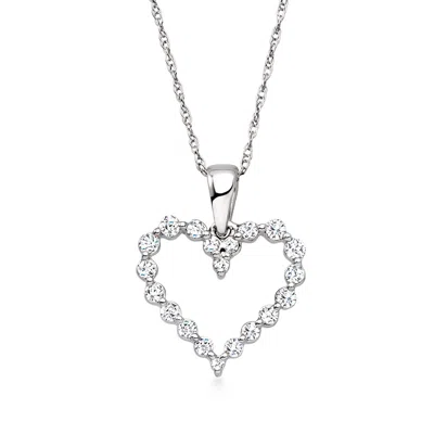Ross-simons .25 Ct. T.w. Lab Grown Diamond Heart Pendant Necklace In 10kt White Gold In Silver
