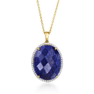 Ross-simons 25.00 Carat Sapphire And .30 Ct. T.w. White Topaz Pendant Necklace In 18kt Gold Over Sterling