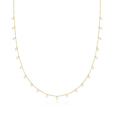 Ross-simons 2.5-3mm Cultured Pearl Station Necklace In 10kt Yellow Gold