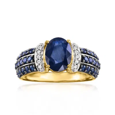 Ross-simons 2.60 Ct. T.w. Sapphire Ring With Diamonds In 14kt Yellow Gold
