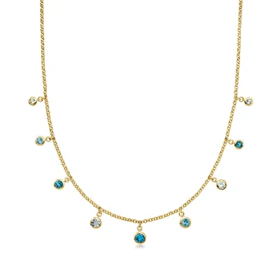 Ross-simons 2.80 Ct. T.w. Tonal Blue Topaz Necklace In 18kt Gold Over Sterling