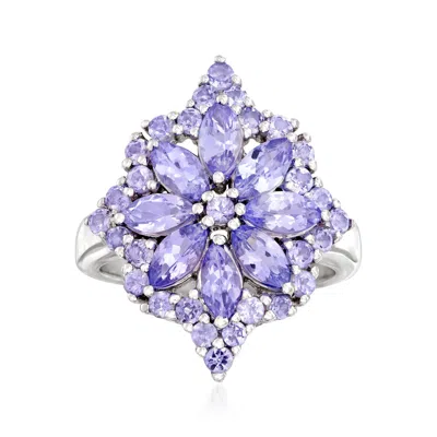 Ross-simons 2.90 Ct. T.w. Tanzanite Flower Ring In Sterling Silver