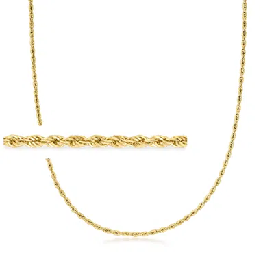 Ross-simons Italian 14kt Yellow Gold Textured And Polished Cable-chain Necklace
