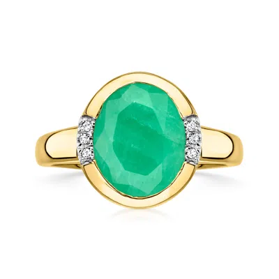 Ross-simons 3.00 Carat Emerald Ring With Diamonds In 14kt Yellow Gold