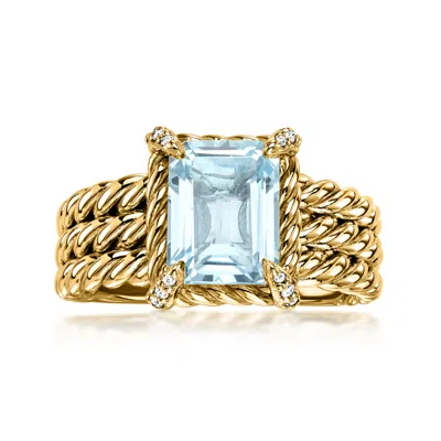 Ross-simons 3.00 Carat Sky Blue Topaz Three-row Ring With White Topaz In 18kt Gold Over Sterling