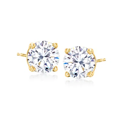 Ross-simons 3.00 Ct. T.w. Cz Stud Earrings In 14kt Yellow Gold In Green