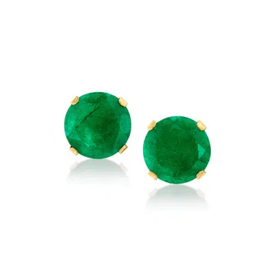 Ross-simons 3.00 Ct. T.w. Emerald Martini Stud Earrings In 10kt Yellow Gold