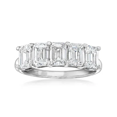 Ross-simons 3.00 Ct. T.w. Emerald-cut Lab Grown Diamond Five-stone Ring In 14kt White Gold In Silver