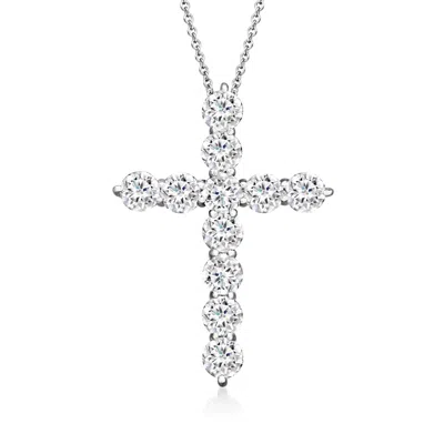 Ross-simons 3.00 Ct. T.w. Lab Grown Diamond Cross Pendant Necklace In 14kt White Gold In Silver