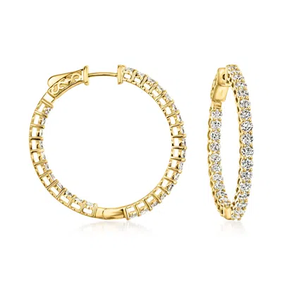 Ross-simons 3.00 Ct. T.w. Lab Grown Diamond Inside-outside Hoop Earrings In 14kt Yellow Gold In Gray