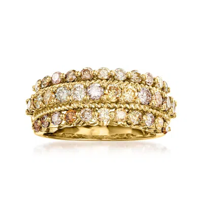 Ross-simons 3.00 Ct. T.w. Multicolored Diamond Three-row Ring In 14kt Yellow Gold