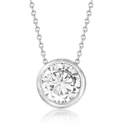 Ross-simons 3.10 Carat Bezel-set Cz Solitaire Necklace In Sterling Silver