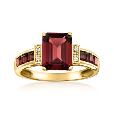 Ross-simons 3.10 Ct. T.w. Garnet Ring With Diamonds In 14kt Yellow Gold In Multi