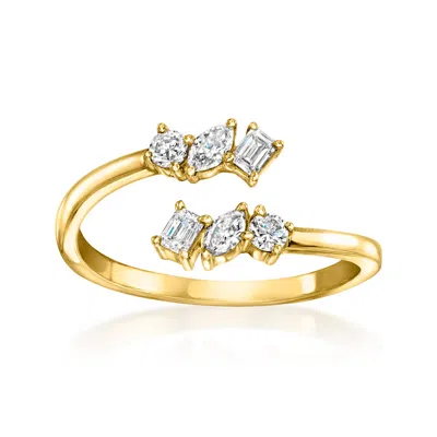 Ross-simons .33 Ct. T.w. Multi-shaped Lab Grown Diamond Bypass Ring In 18kt Gold Over Sterling