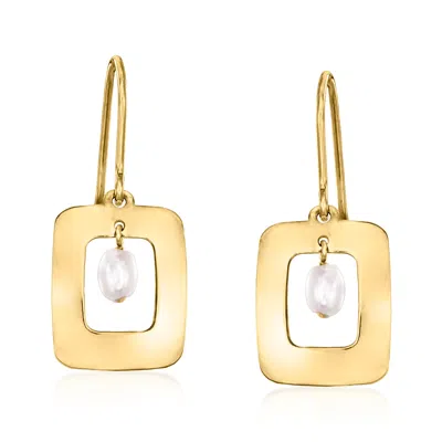 Ross-simons 3-3.5mm Cultured Pearl Geometric Drop Earrings In 10kt Yellow Gold