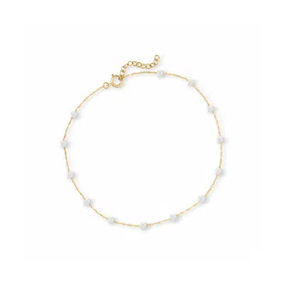 Ross-simons 3-3.5mm Cultured Pearl Station Anklet In 10kt Yellow Gold