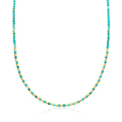 Ross-simons 3-3.5mm Turquoise And 10kt Yellow Gold Bead Necklace