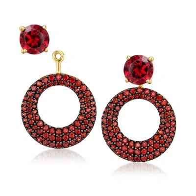 Ross-simons 3.40 Ct. T.w. Garnet Earrings With Removable Circle Drops In 18kt Gold Over Sterling In Red