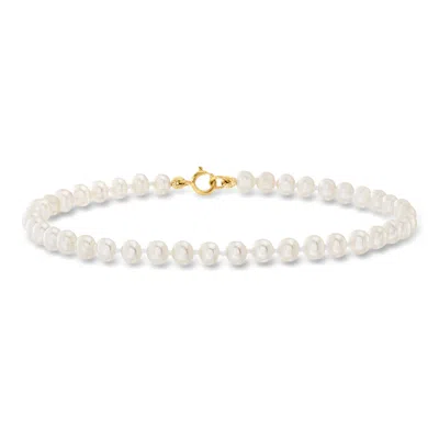 Ross-simons 3-4mm Cultured Pearl Bracelet With 14kt Yellow Gold
