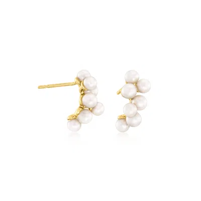 Ross-simons 3-4mm Cultured Pearl Cluster Earrings In 18kt Gold Over Sterling In White