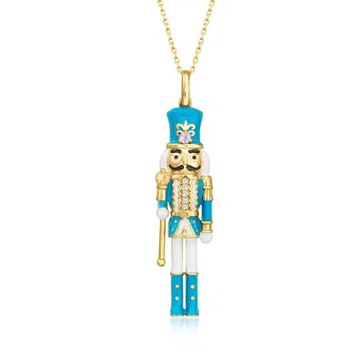 Ross-simons .35 Ct. T.w. Multi-gemstone Nutcracker Pendant Necklace With Multicolored Enamel In 18kt Gold Over S In Yellow