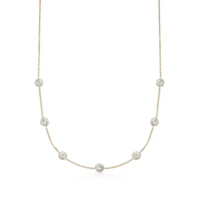Ross-simons 3.50 Ct. T.w. Cz Station Necklace In 14kt Yellow Gold In Purple