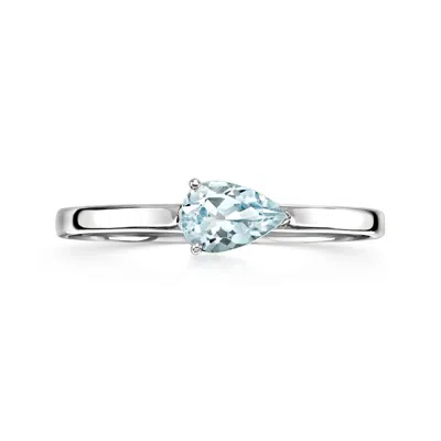 Ross-simons .40 Carat Pear-shaped Aquamarine Ring In 10kt White Gold In Silver