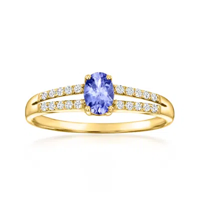 Ross-simons .40 Carat Tanzanite Ring With .16 Ct. T.w. Diamonds In 14kt Yellow Gold