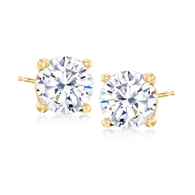 Ross-simons 4.00 Ct. T.w. Cz Stud Earrings In 14kt Yellow Gold