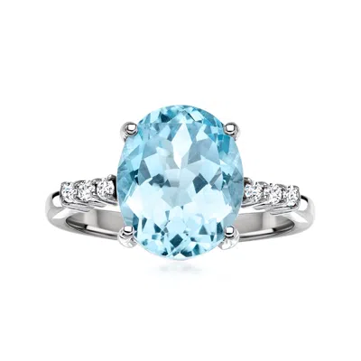Ross-simons 4.40 Carat Sky Blue Topaz Ring With .10 Ct. T.w. White Topaz In Sterling Silver