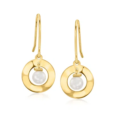 Ross-simons 4-4.5mm Cultured Pearl Circle Drop Earrings In 10kt Yellow Gold In Neutral